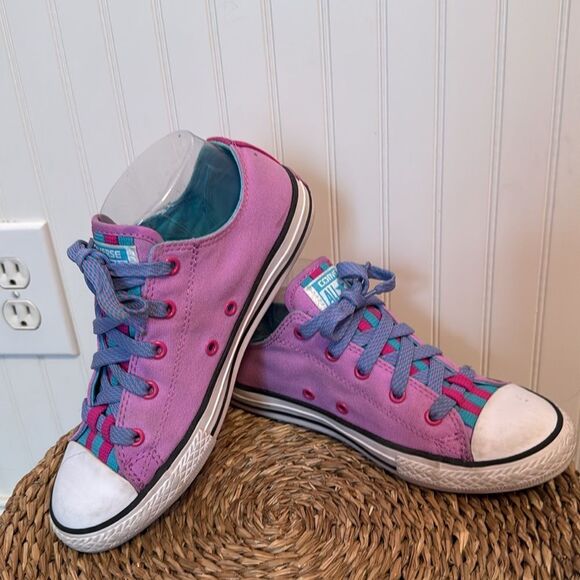 Converse Pink and Blue Sneakers - 4 - Good Condition - See all photos - Picture 5 of 9